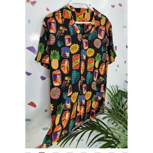 Imperio Brazil Hawaiian Black Tropical Shirt‎ Men 3XL New